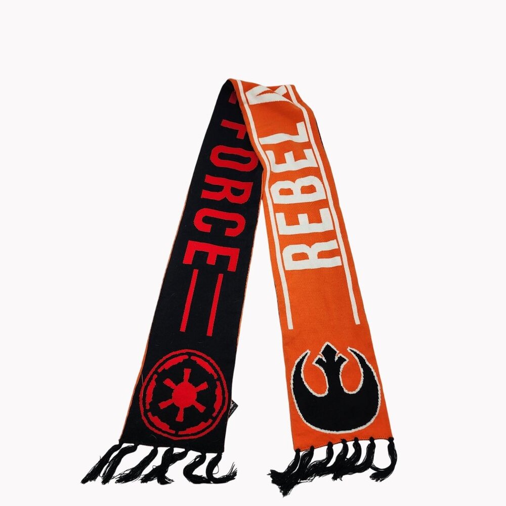 Star Wars Reversible Scarf Rebel vs Empire Logo Acrylic Knit One Size Black Oran